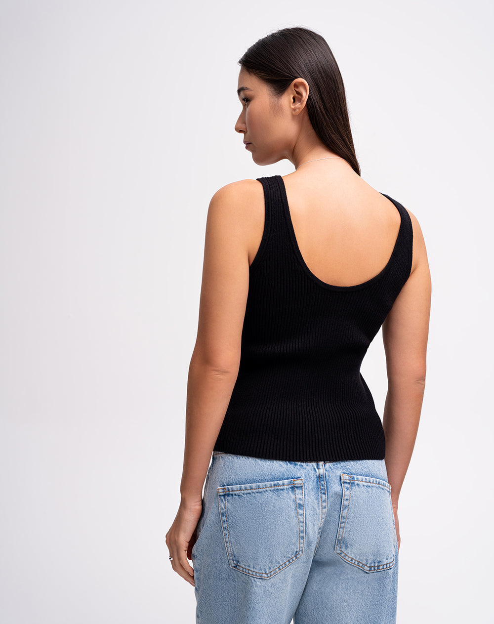 Camiseta esqueleto slim tejido de punto negra mujer