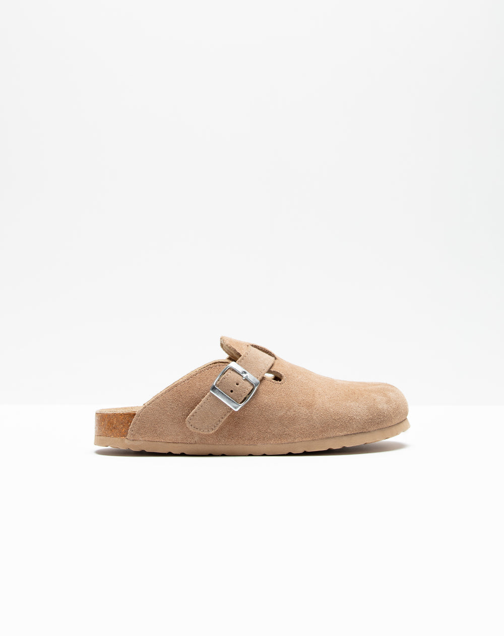 Zuecos tipo clog cuero gamuza beige hombre