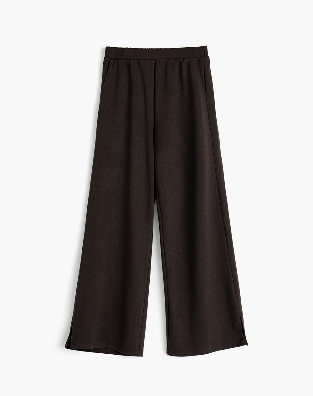 Pantalón confort tiro alto tacto suave chocolate mujer