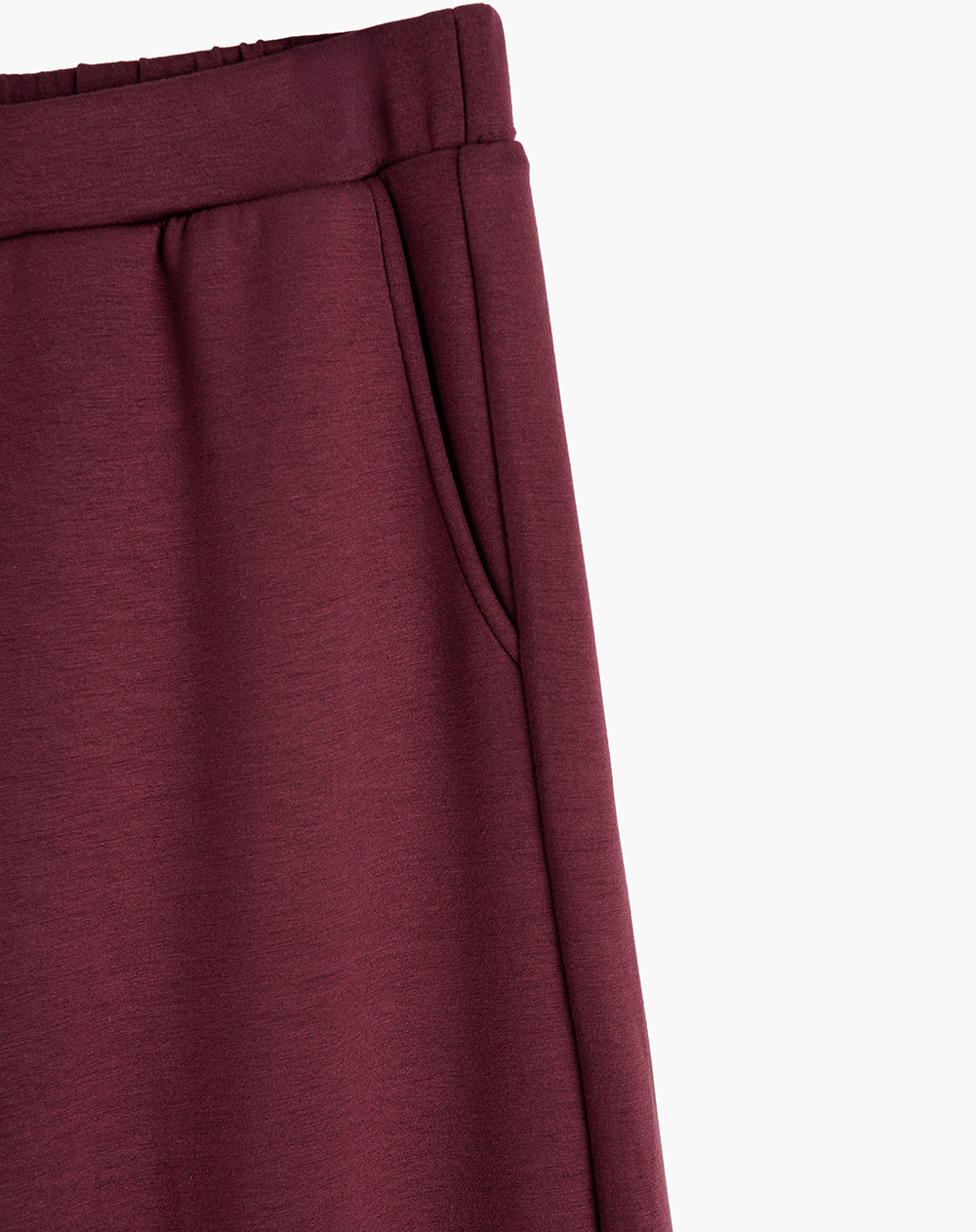 Pantalón confort tiro alto tacto suave vinotinto mujer