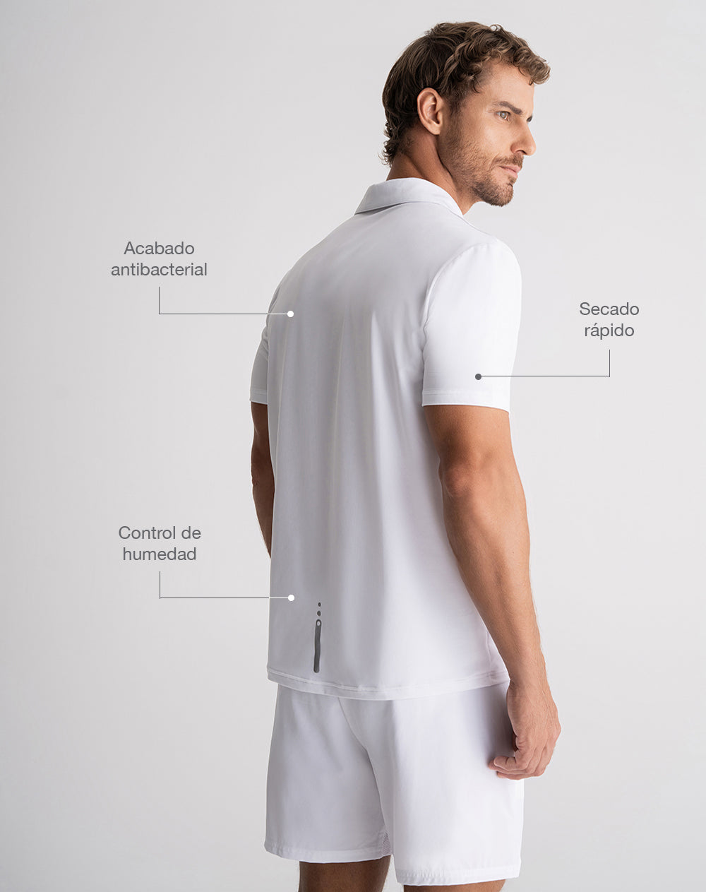 Polo deportiva control humedad blanca hombre