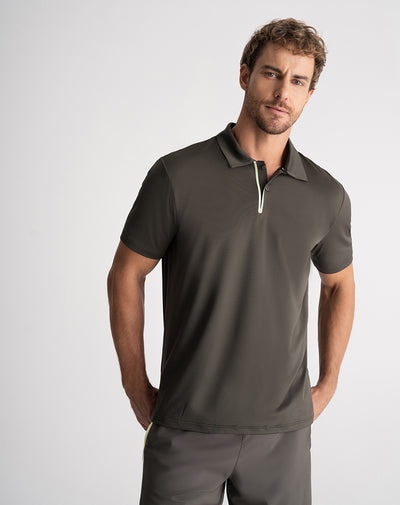 Polo deportiva hombre control humedad verde