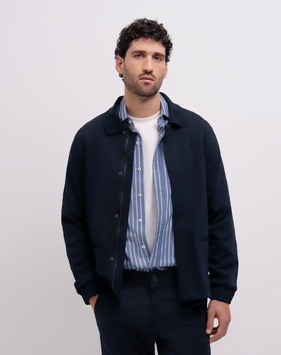 Chaqueta regular fit sin capucha en drill azul