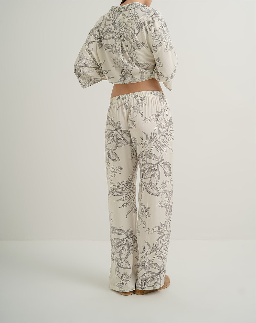 Camisa + panatalón de pijama mujer viscosa gris estampado