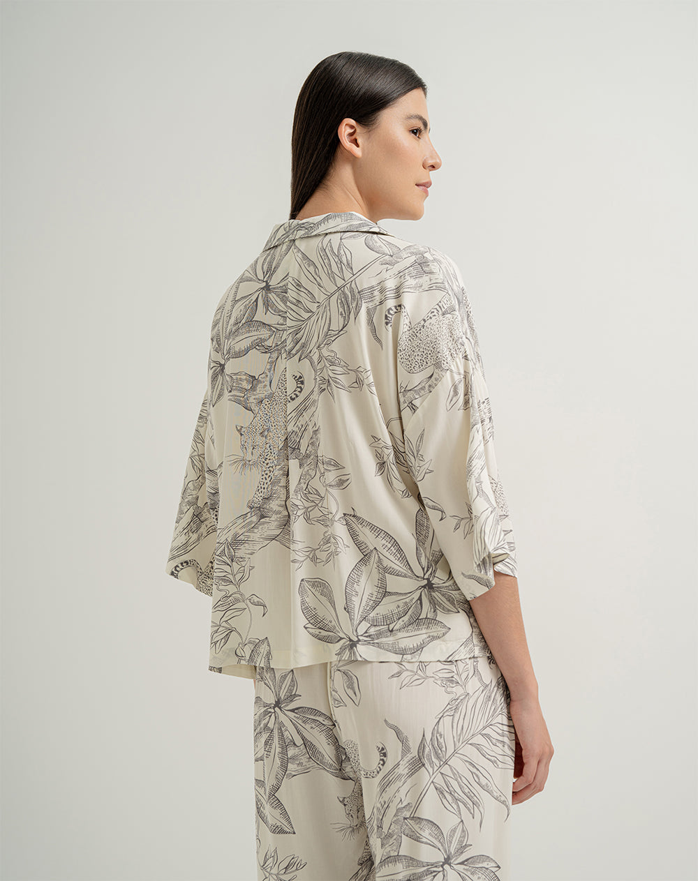 Camisa + panatalón de pijama mujer viscosa gris estampado