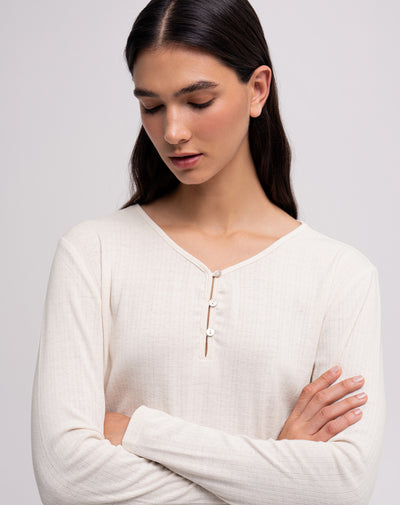 Camiseta relaxed fit manga larga avena