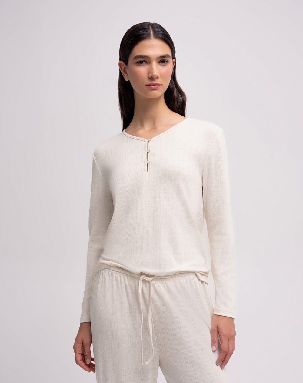 Camiseta relaxed fit manga larga avena