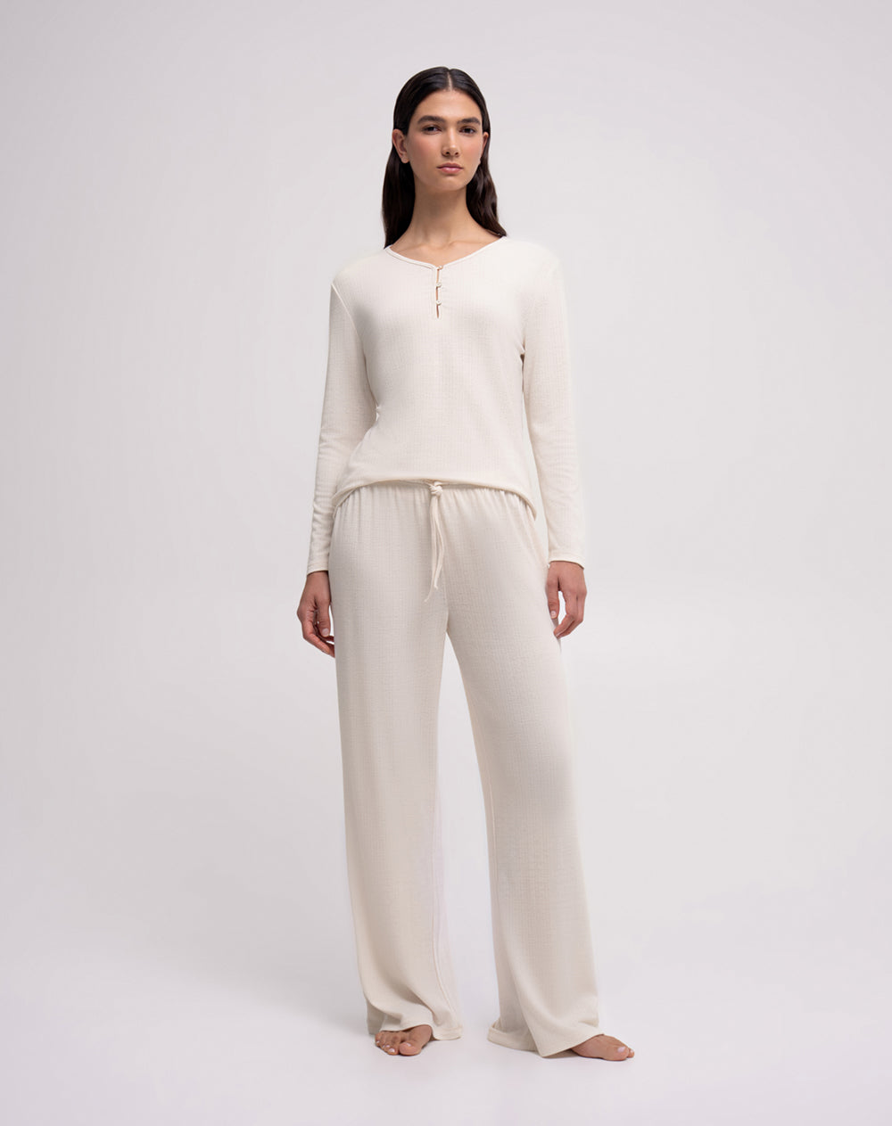 Camiseta relaxed fit manga larga avena