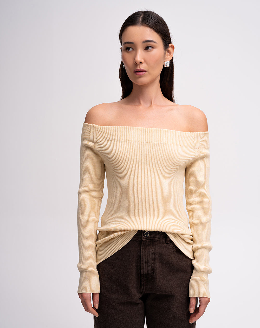 Camibuzo slim tejido de punto amarilla mujer