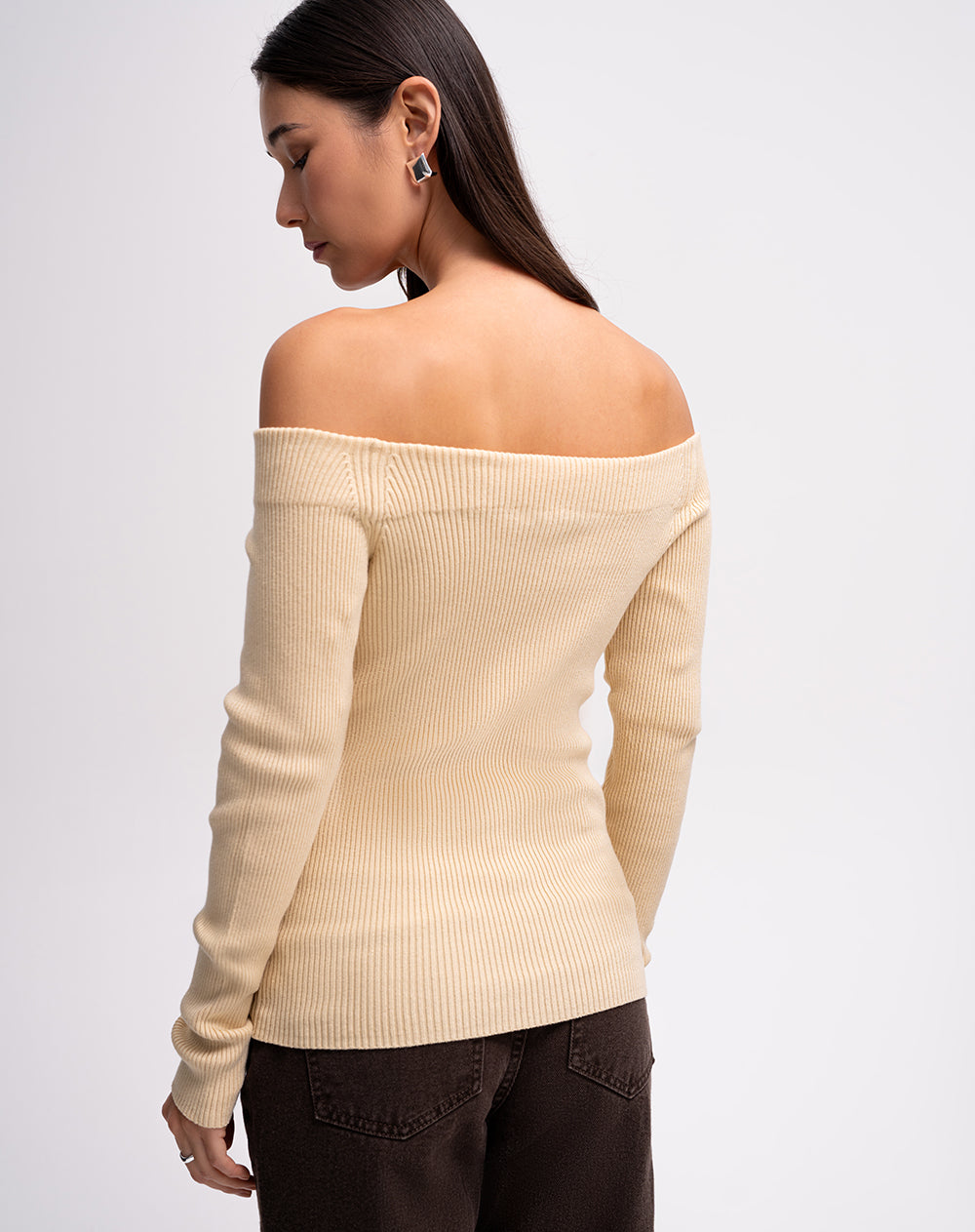 Camibuzo slim tejido de punto amarilla mujer