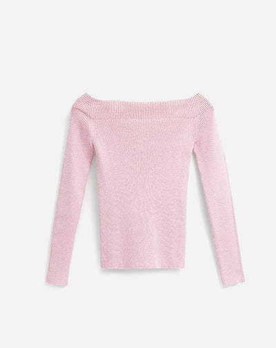 Camibuso slim tejido de punto rosado mujer