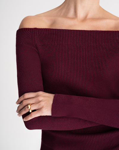 Camibuzo slim tejido de punto vino tinto mujer