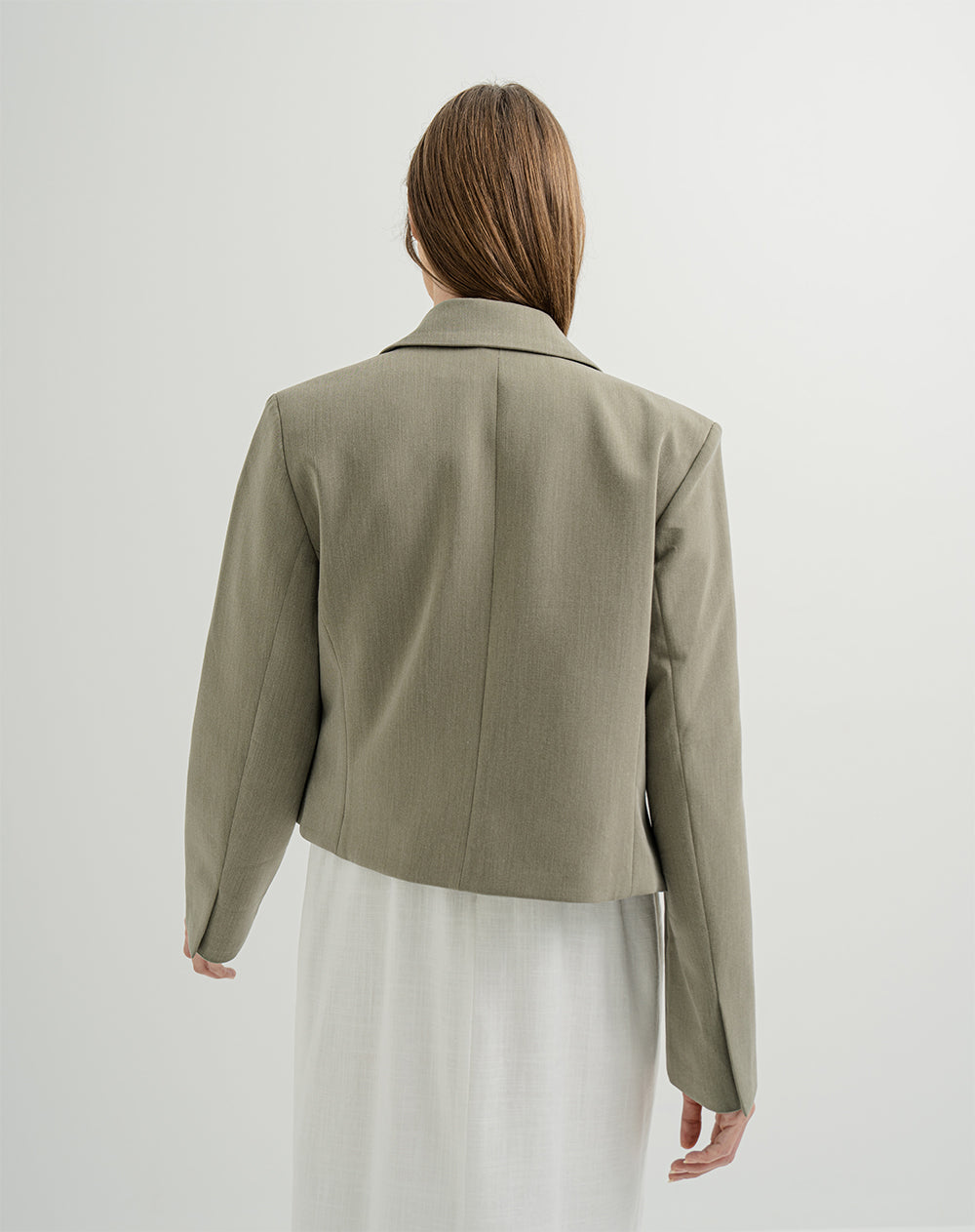 Blazer crop regular fit sin capucha verde