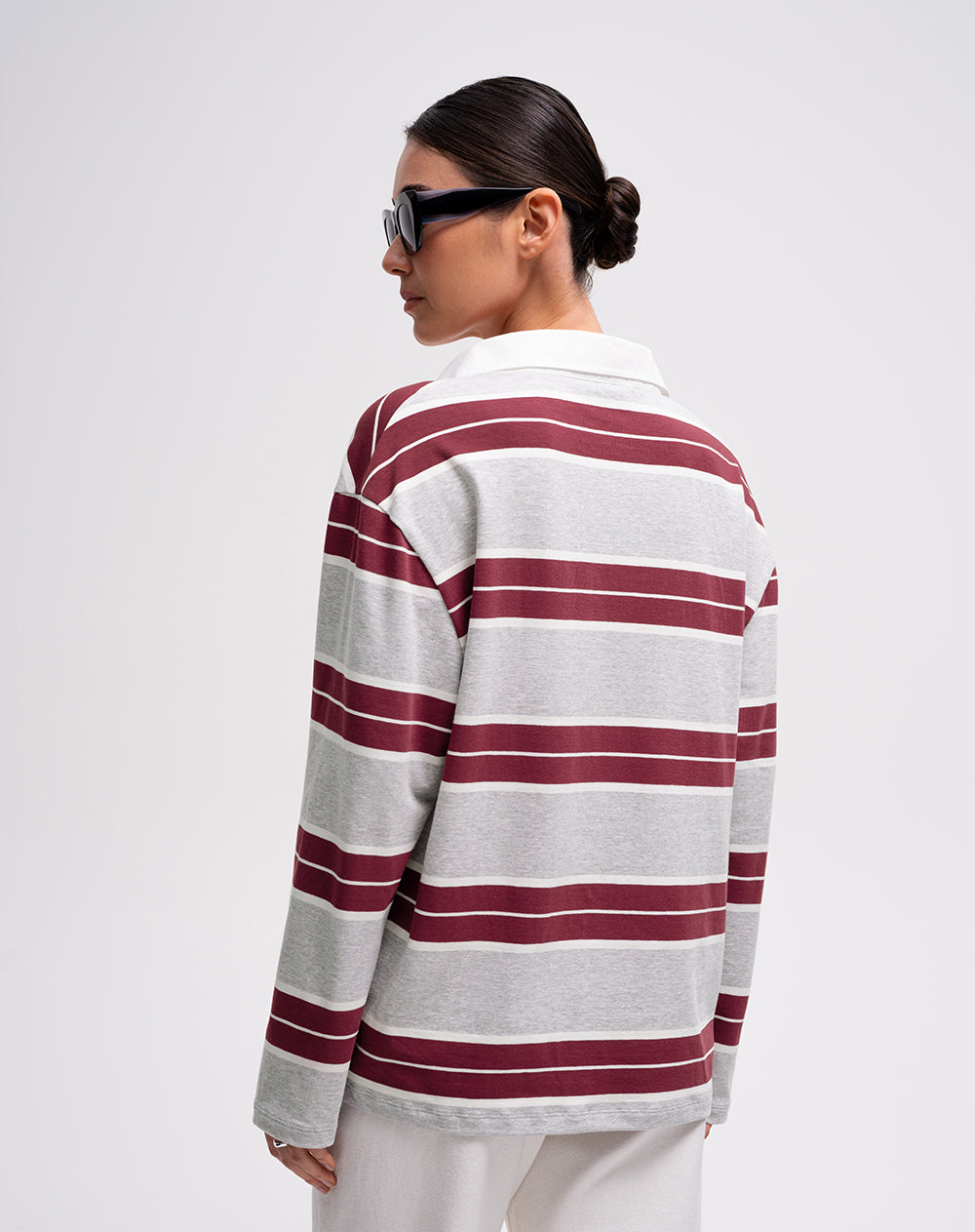 Camibuzo tipo polo oversize rayas mujer