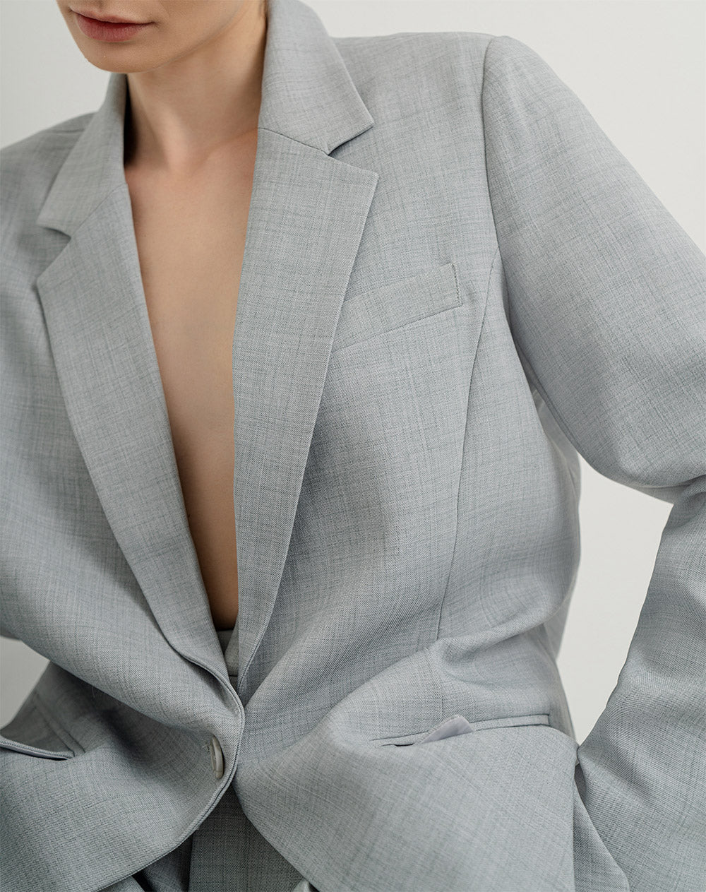 Blazer oversized fit sin capucha gris