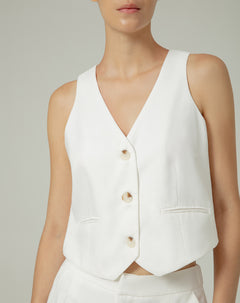 Chaleco tipo sastre regular crudo mujer