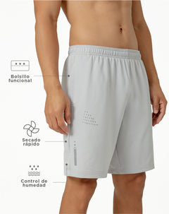 Pantaloneta deportiva control humedad gris para hombre