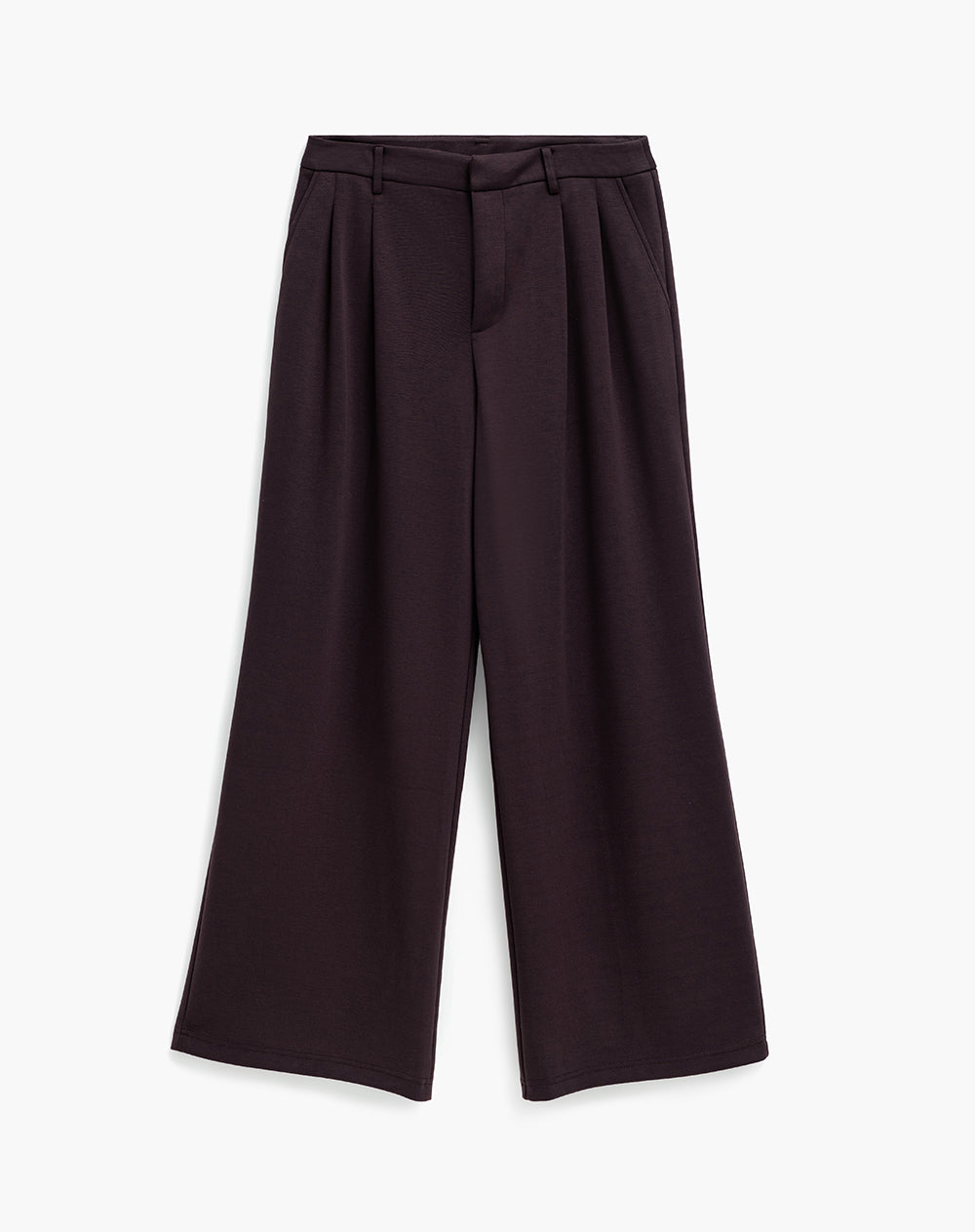 Pantalón confort wide leg tiro medio vinotinto mujer
