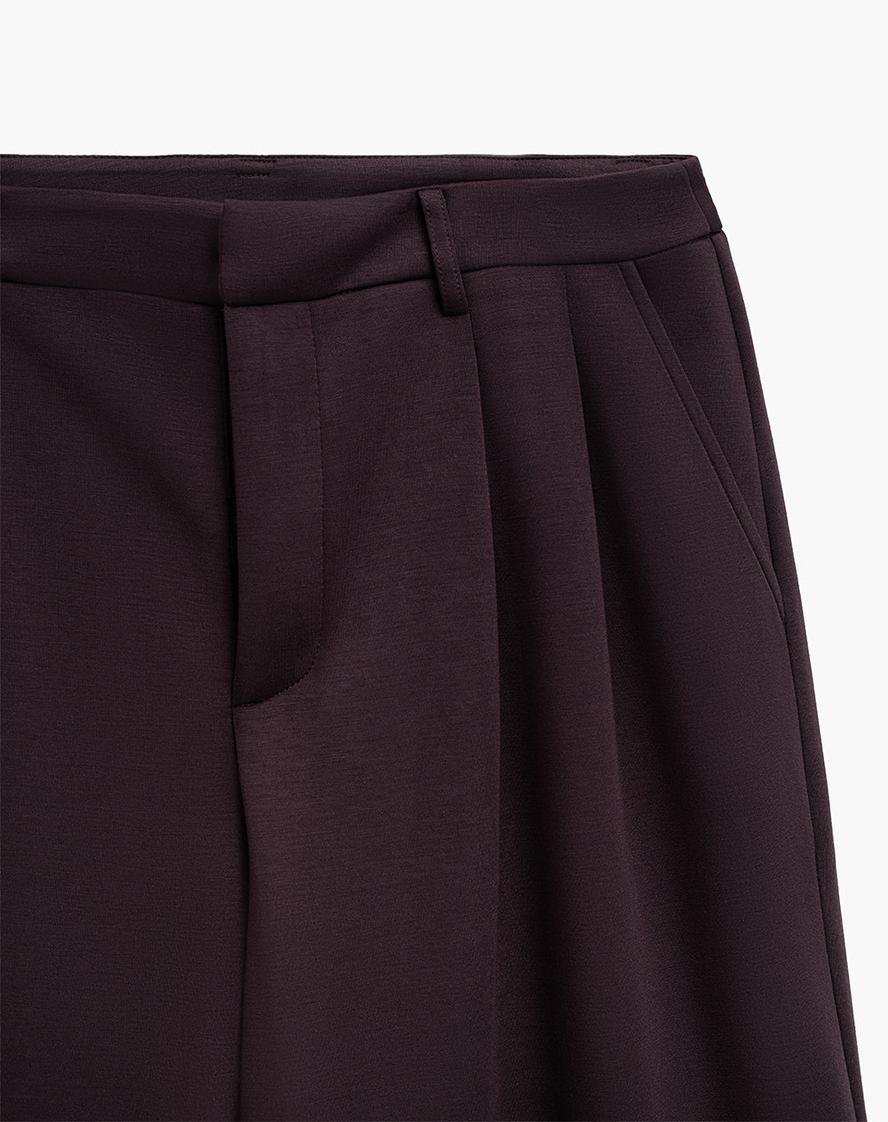 Pantalón confort wide leg tiro medio vinotinto mujer