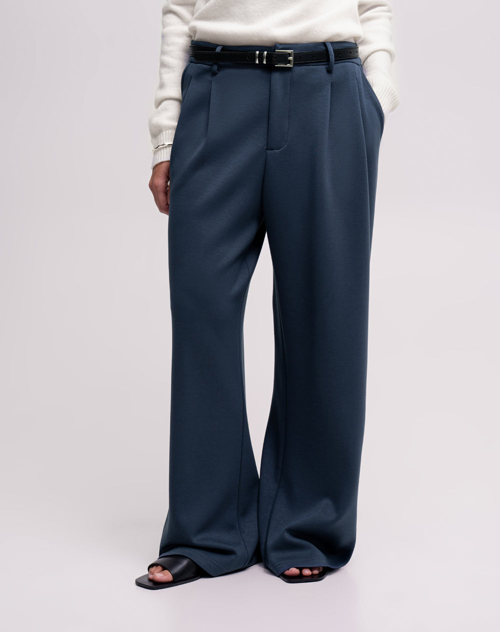 Jean wide leg tiro alto azul mujer