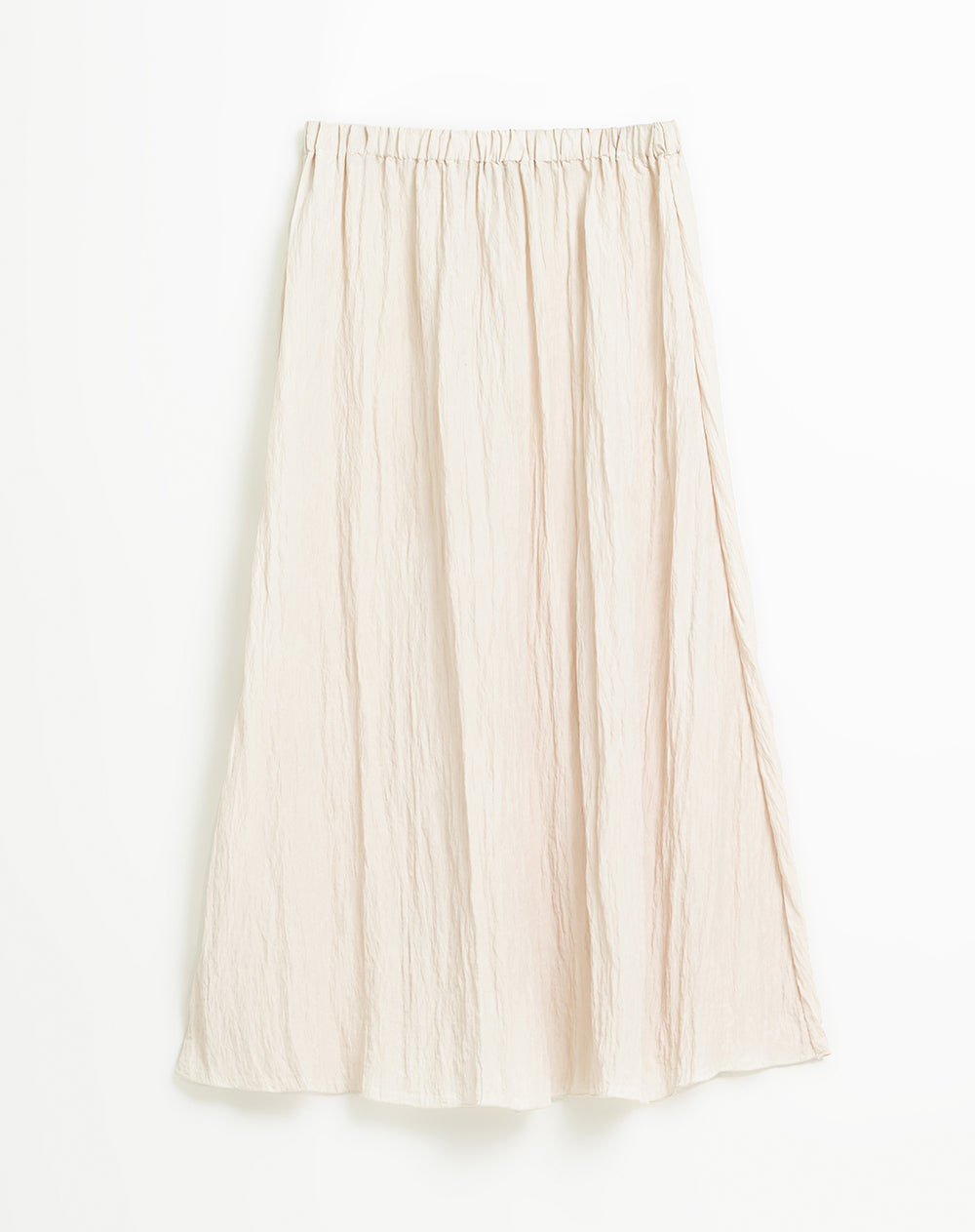 Falda maxi tiro alto efecto arrugado crema mujer