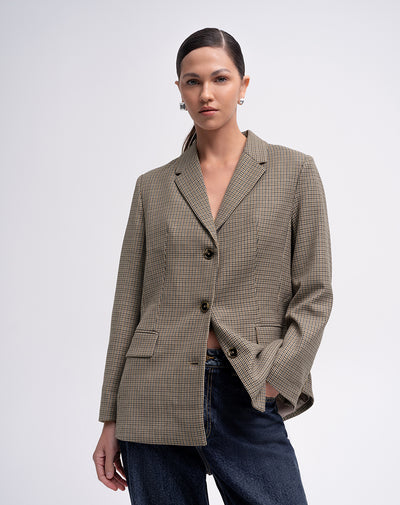 Blazer regular cuadros mujer