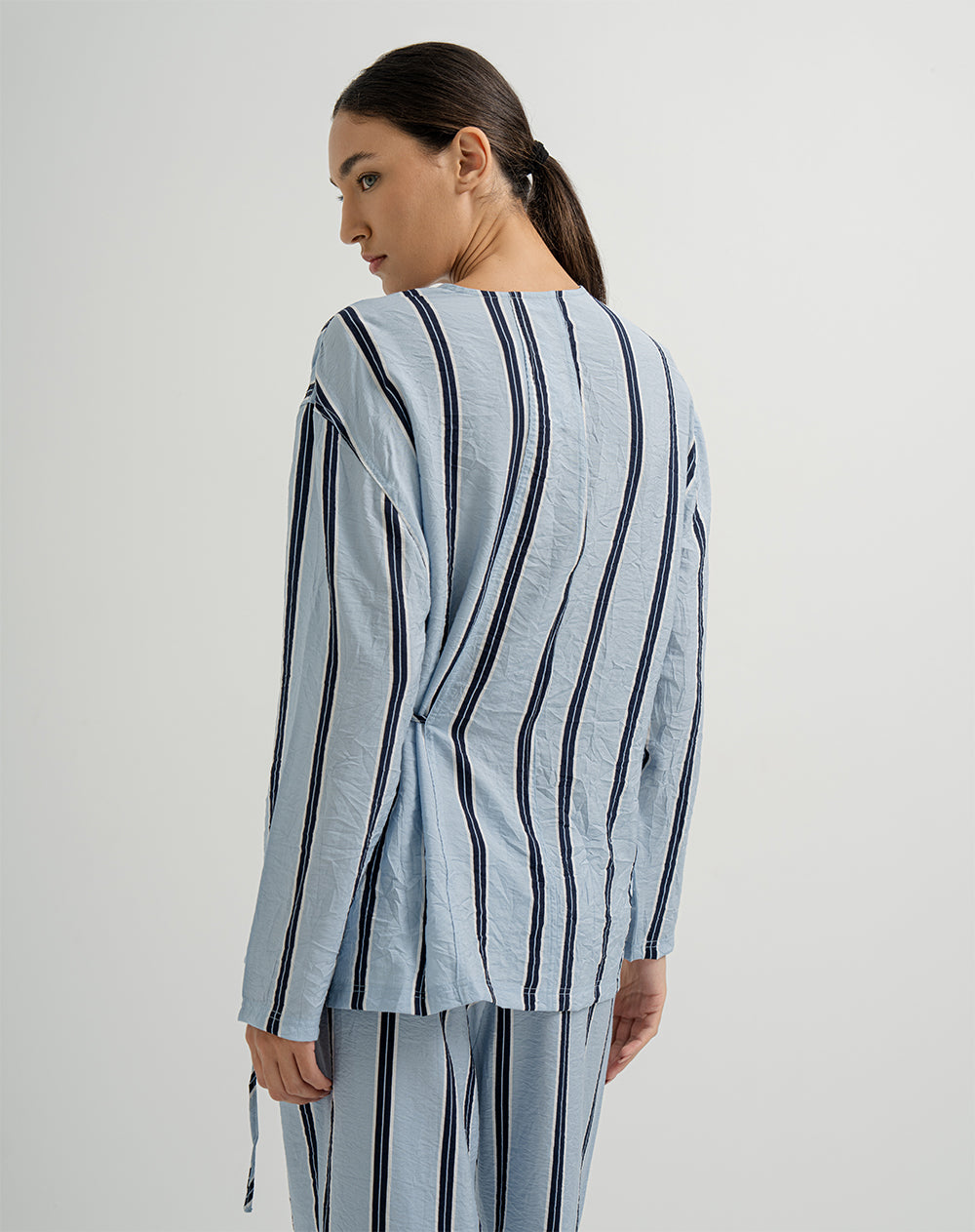 Camisa de pijama mujer azul rayas
