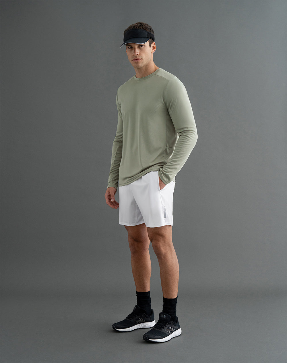 Pantaloneta deportiva con malla interna blanca para hombre