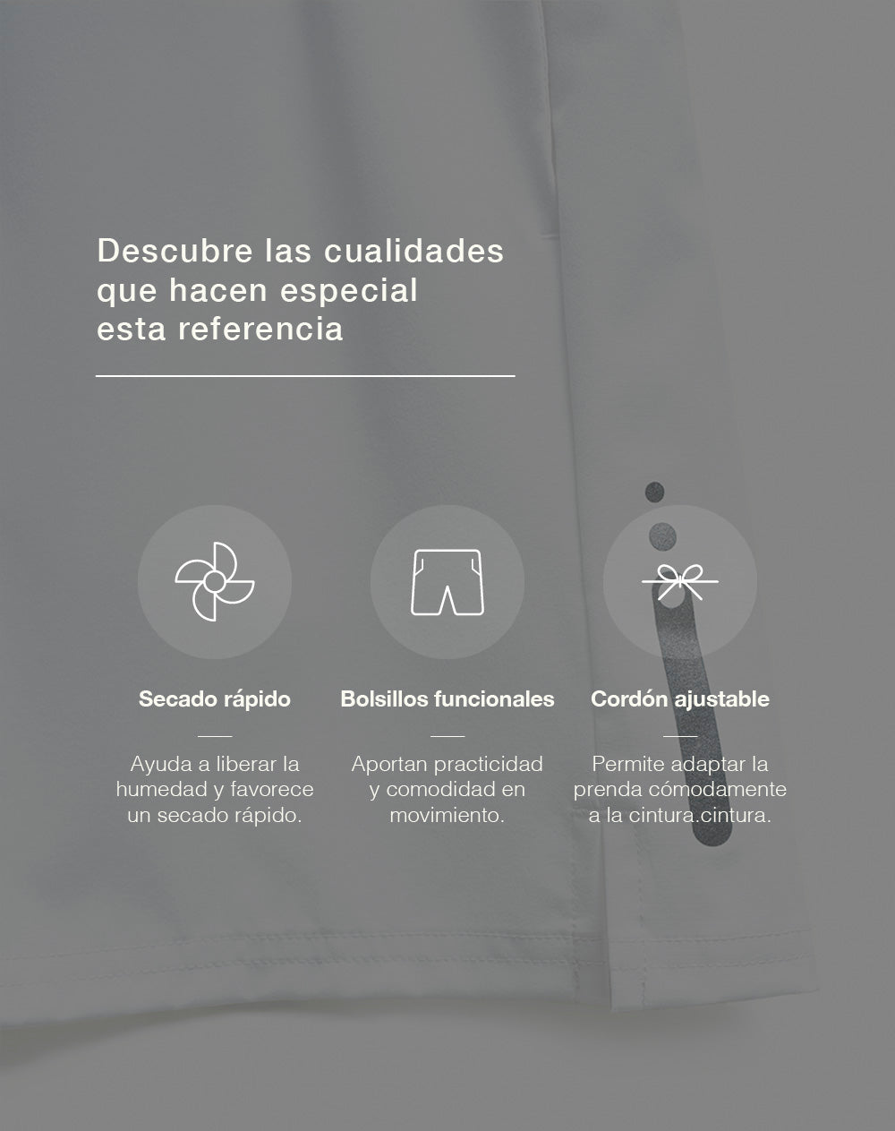 Pantaloneta deportiva malla interna blanca hombre