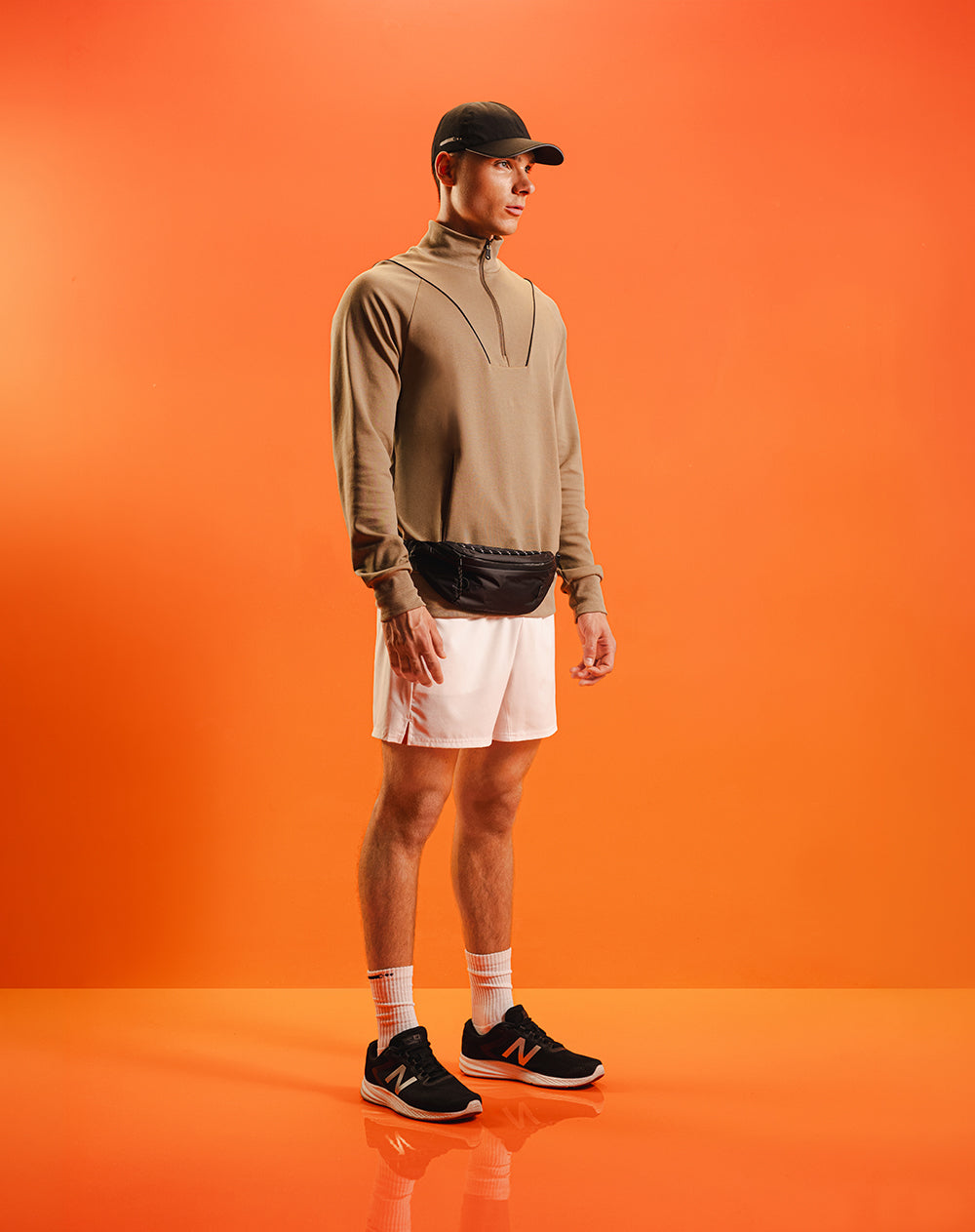 Pantaloneta deportiva malla interna blanca hombre