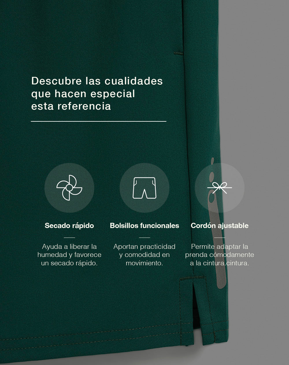 Pantaloneta deportiva malla interna verde hombre