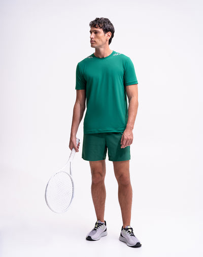 Pantaloneta deportiva malla interna verde hombre