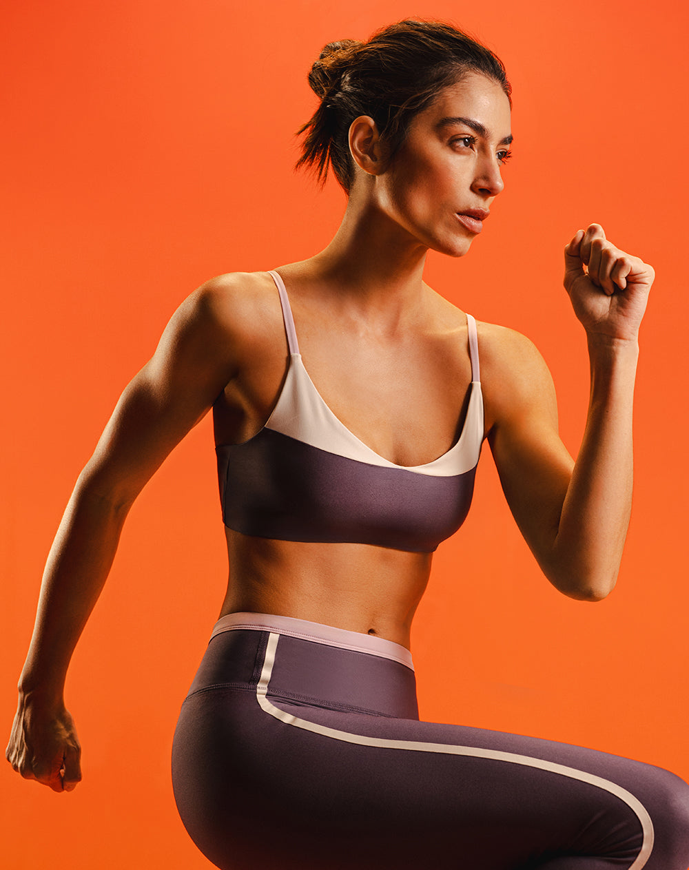 Top deportivo soporte bajo morado mujer