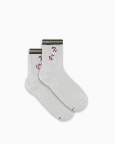 Medias para mujer cortas flores habano