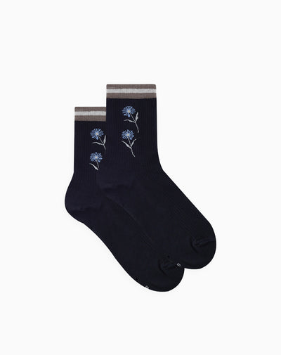 Medias para mujer cortas flores azules