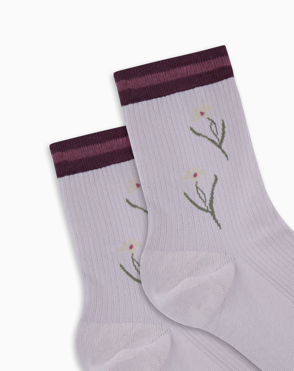Medias para mujer cortas flores morada