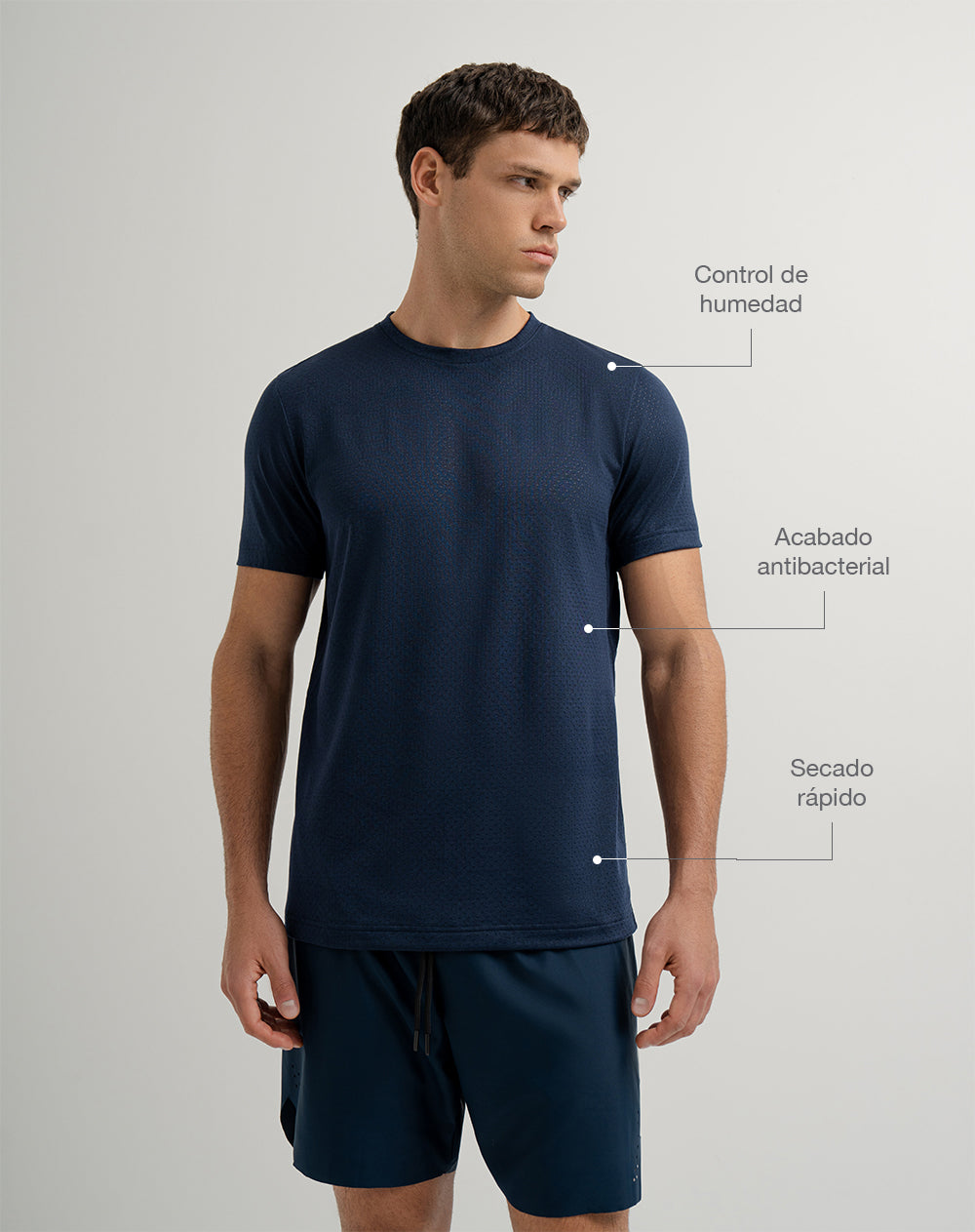 Camiseta deportiva control humedad azul hombre