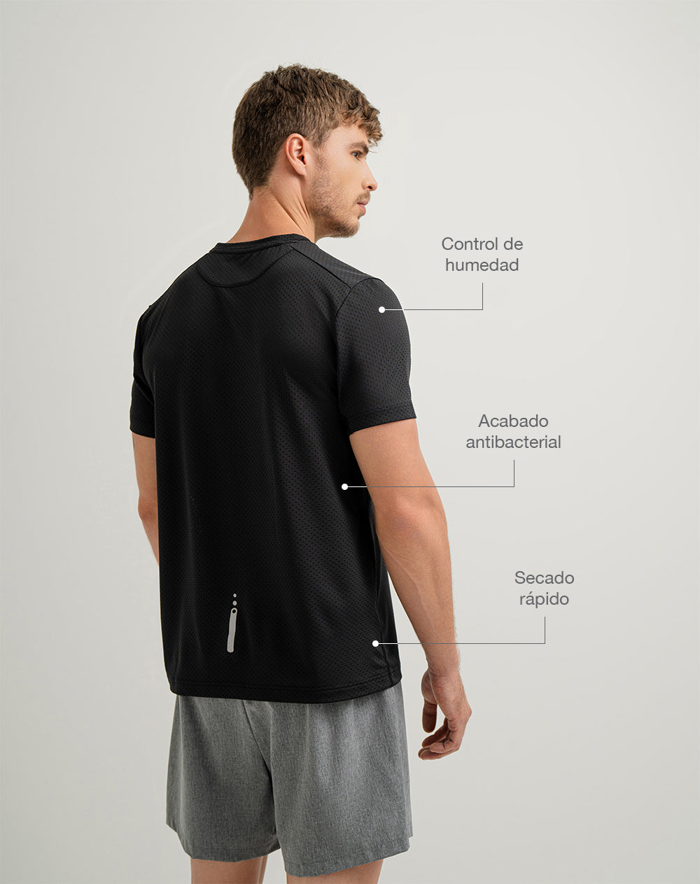 Camiseta deportiva control humedad negra hombre