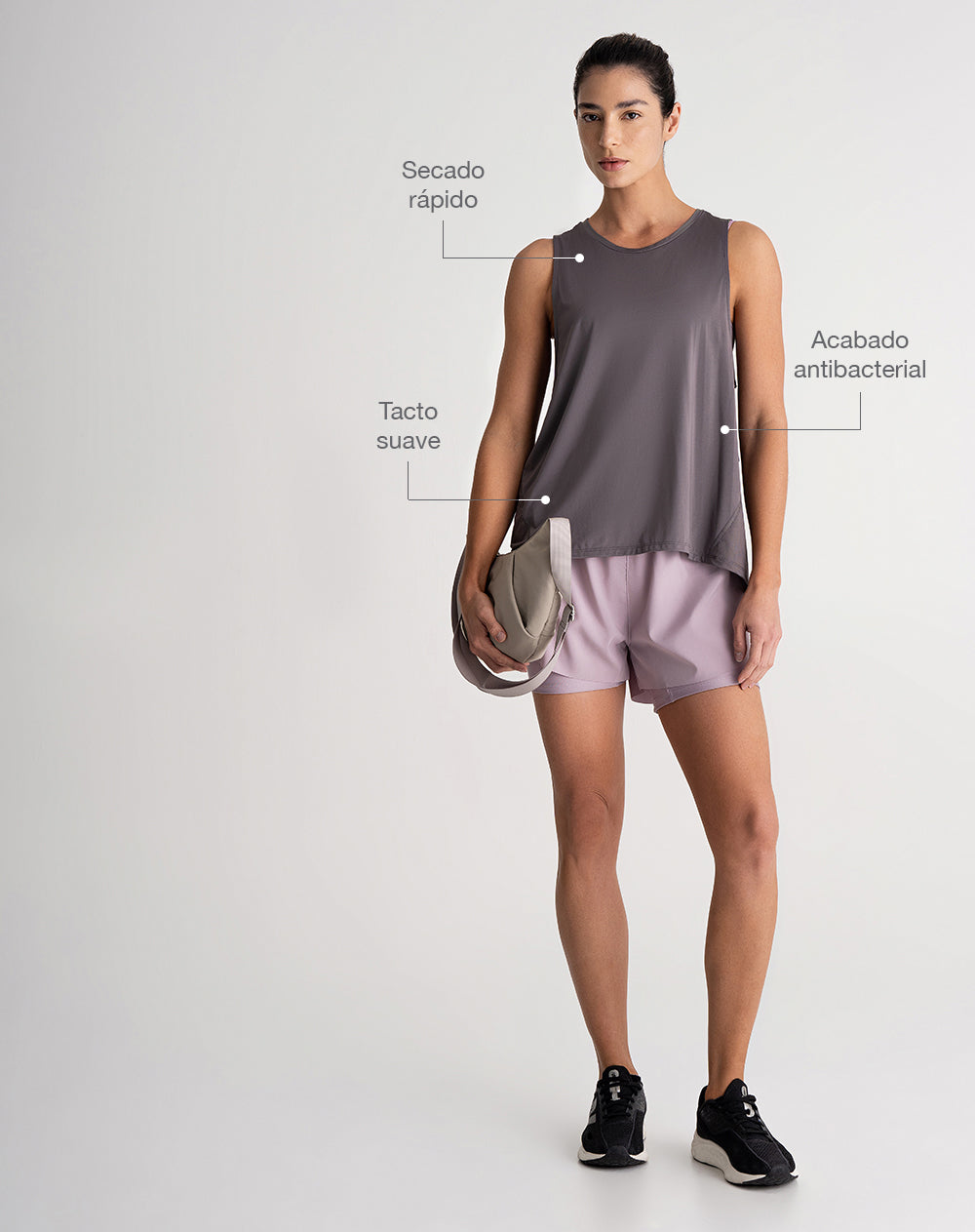 Camiseta esqueleto deportiva control humedad gris mujer
