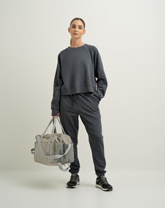 Buzo deportivo algodón gris mujer