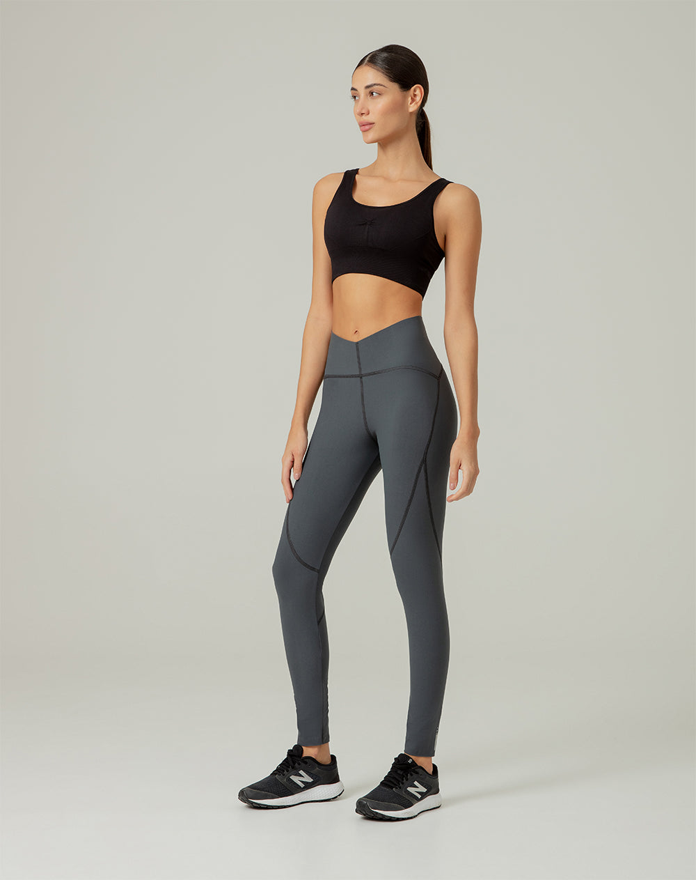 Legging deportivo control abdomen gris para mujer