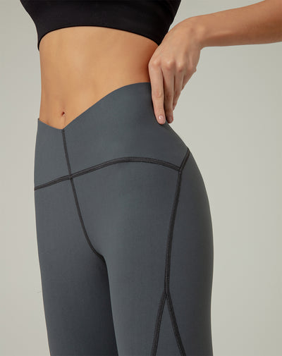 Legging deportivo control abdomen gris mujer