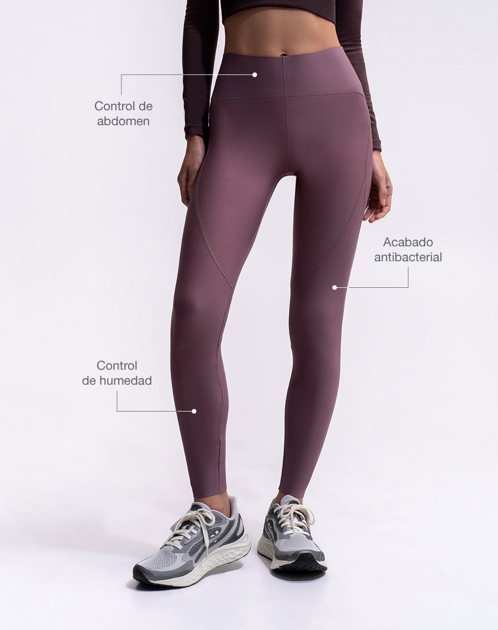 Legging deportivo control abdomen morado mujer