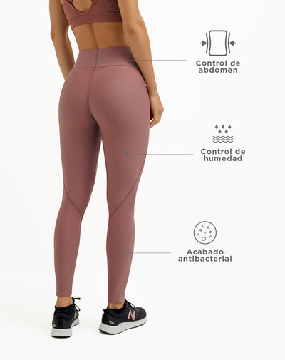 Legging deportivo control abdomen vino tinto para mujer