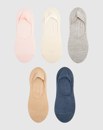 Medias para mujer baletas antideslizante en talón pack x5unds surtidas