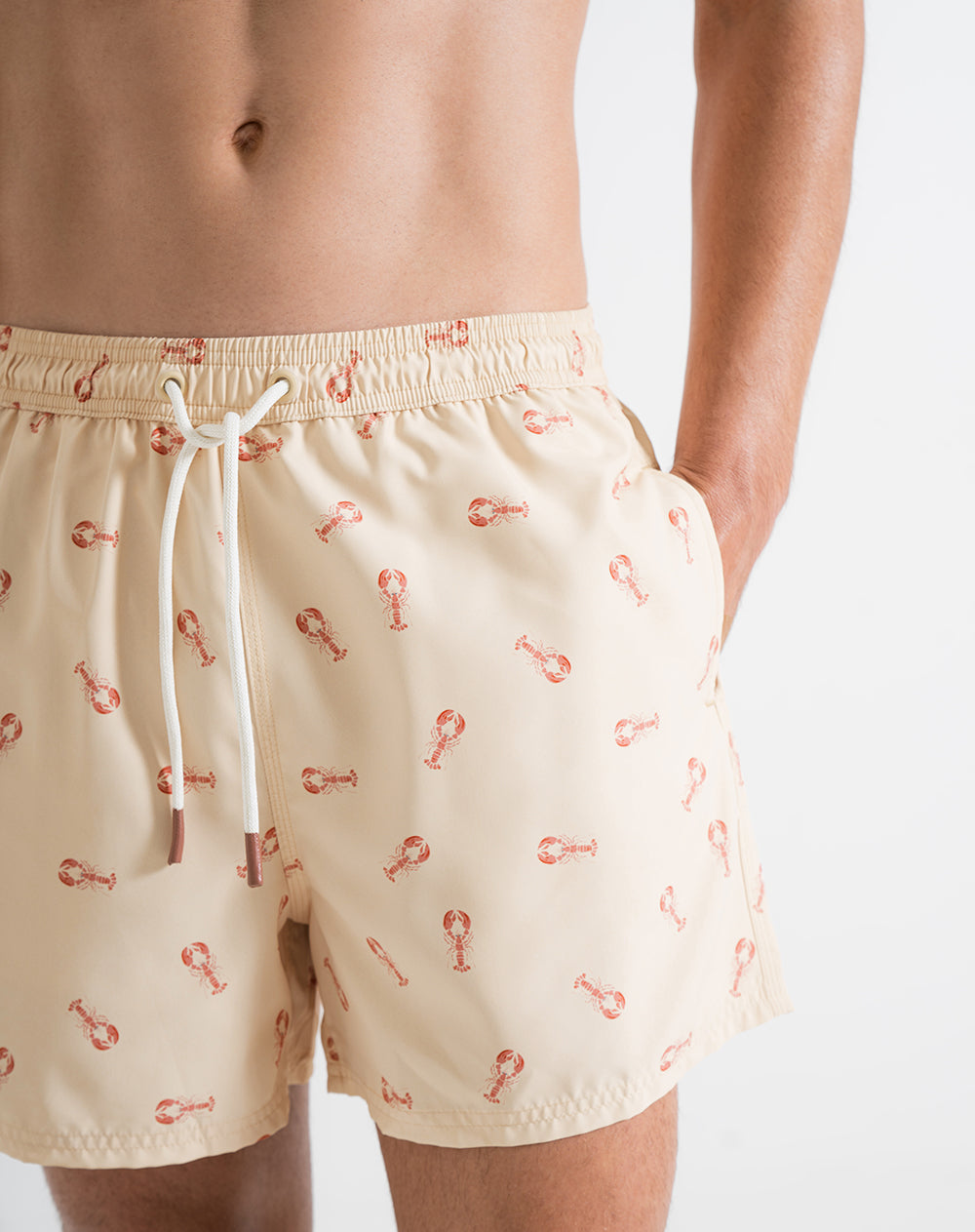Pantaloneta de baño amarilla estampada hombre