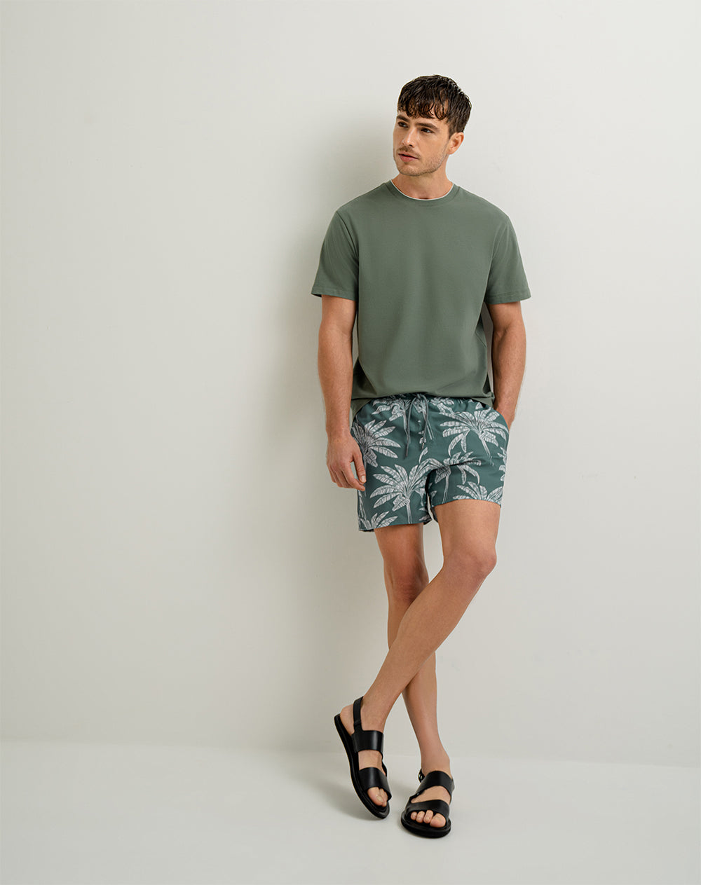 Pantaloneta verde estampado
