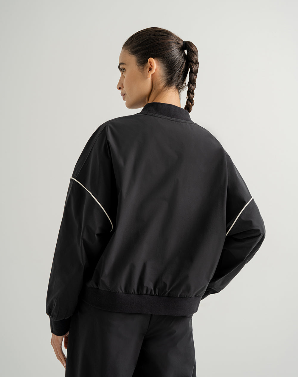 Chaqueta oversized fit sin capucha negra