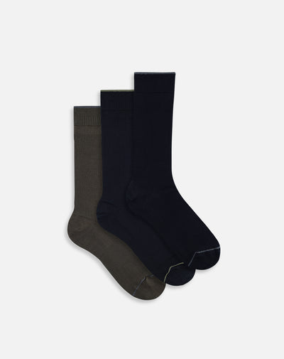 Medias hombre largas acanaladas pack x3 surtido