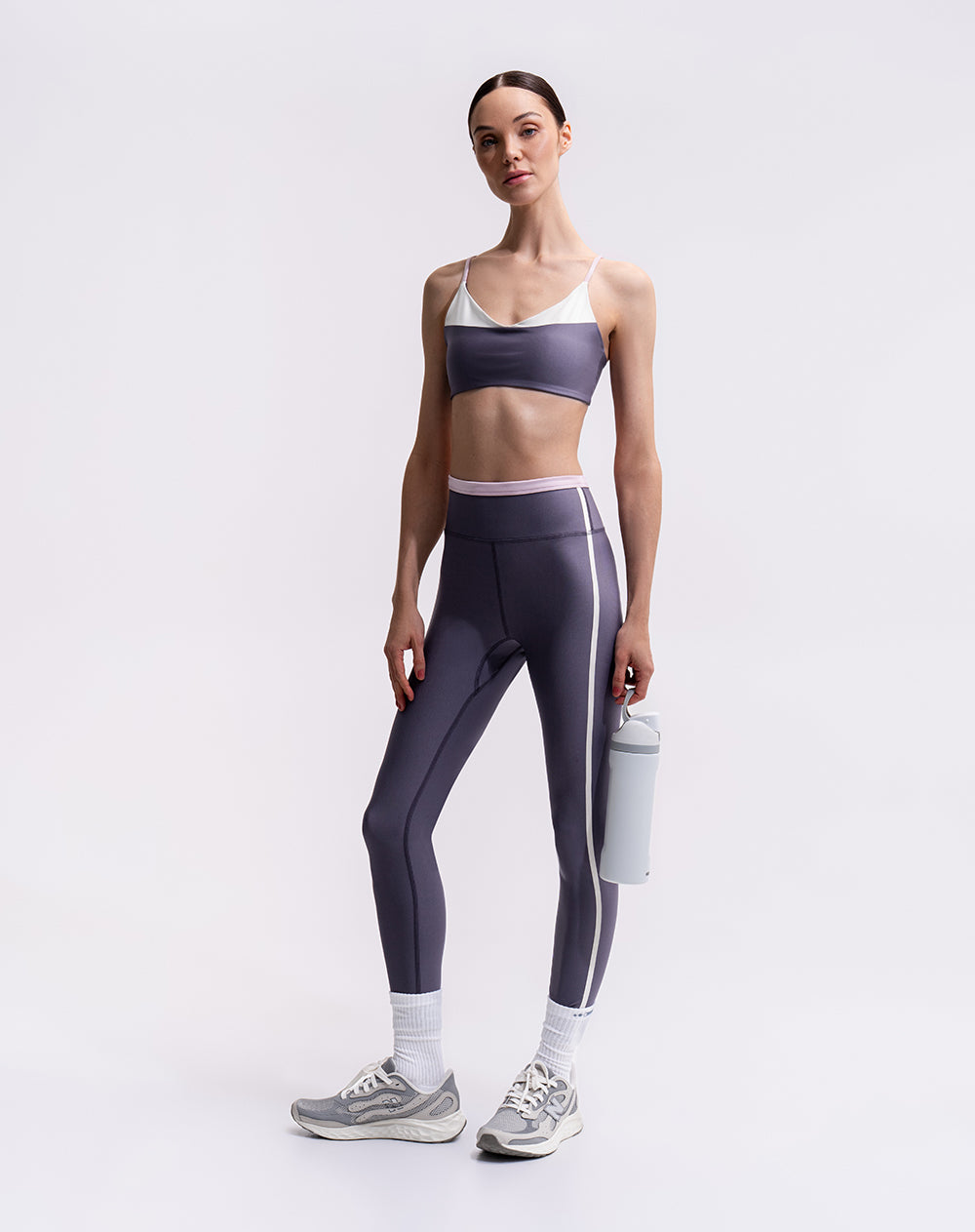 Legging deportivo tiro alto control humedad morado mujer